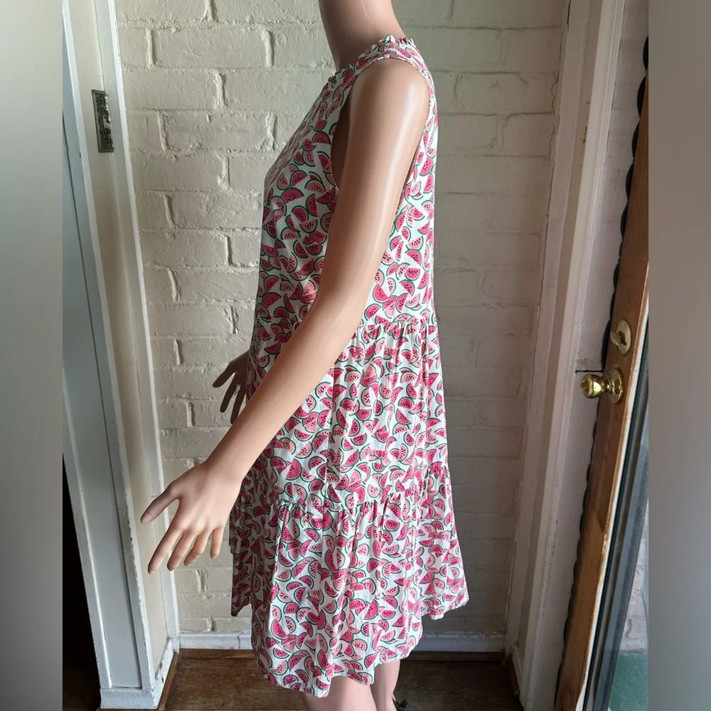 J.Crew size 4 white and pink watermelon summer pattern flowy dress